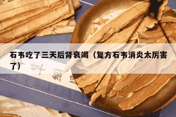 石韦吃了三天后肾衰竭（复方石韦消炎太厉害了）