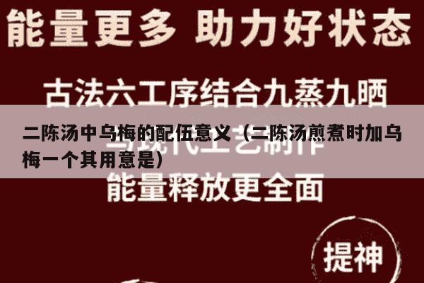 二陈汤中乌梅的配伍意义（二陈汤煎煮时加乌梅一个其用意是）