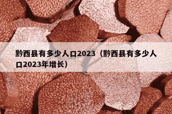 黔西县有多少人口2023（黔西县有多少人口2023年增长）