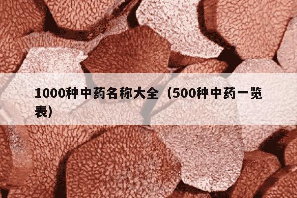 1000种中药名称大全（500种中药一览表）