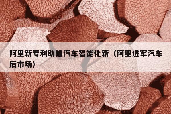 阿里新专利助推汽车智能化新（阿里进军汽车后市场）
