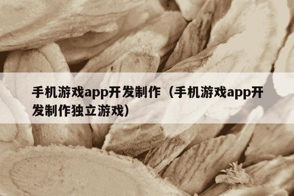 手机游戏app开发制作（手机游戏app开发制作独立游戏）