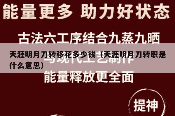 天涯明月刀转移花多少钱（天涯明月刀转职是什么意思）