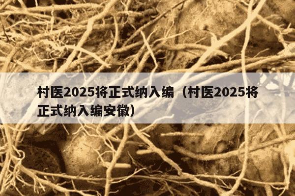 村医2025将正式纳入编（村医2025将正式纳入编安徽）
