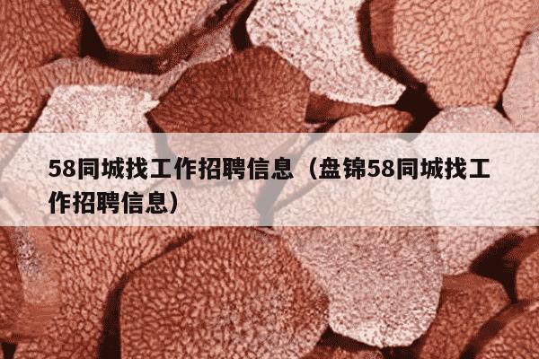 58同城找工作招聘信息（盘锦58同城找工作招聘信息）