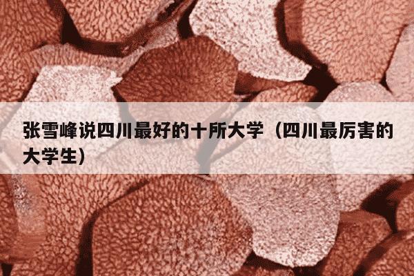 张雪峰说四川最好的十所大学（四川最厉害的大学生）