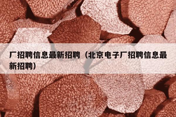 厂招聘信息最新招聘（北京电子厂招聘信息最新招聘）