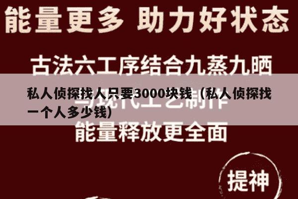 私人侦探找人只要3000块钱（私人侦探找一个人多少钱）
