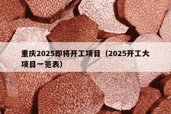 重庆2025即将开工项目（2025开工大项目一览表）