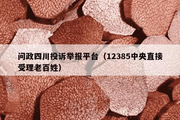 问政四川投诉举报平台（12385中央直接受理老百姓）