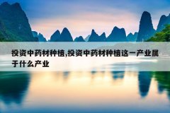 <b>Ͷ����ҩ����ֲ,Ͷ����ҩ����ֲ��һ��ҵ����ʲô��ҵ</b>